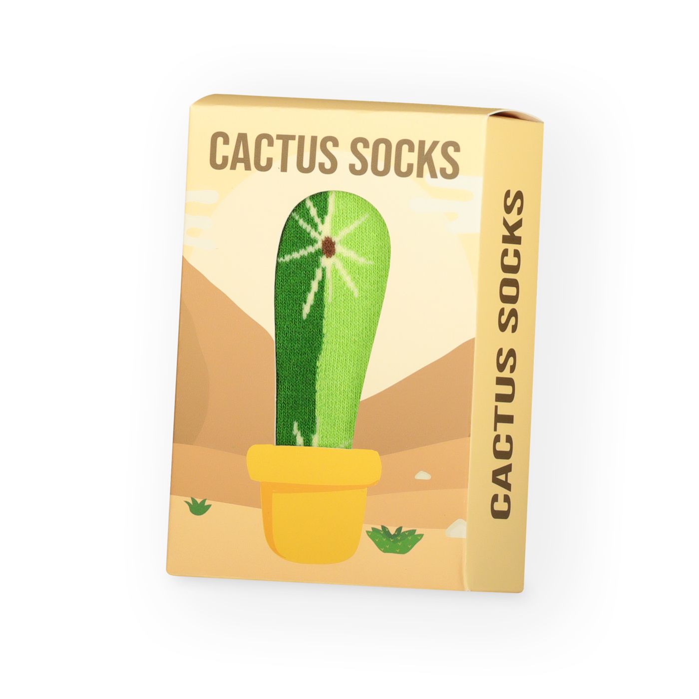 Ambalaj șosete Cactus – șosete amuzante în cutie ilustrată cu cactus, cadou creativ StoryBox.